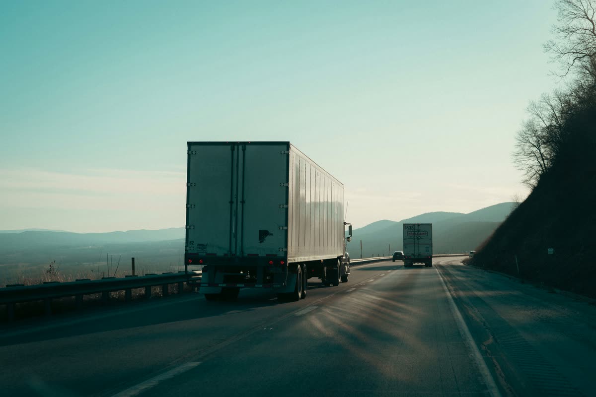 Freight trucks on a highway
