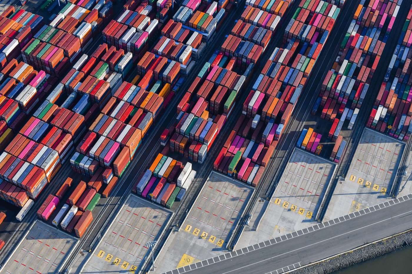 Aerial view of a container terminal